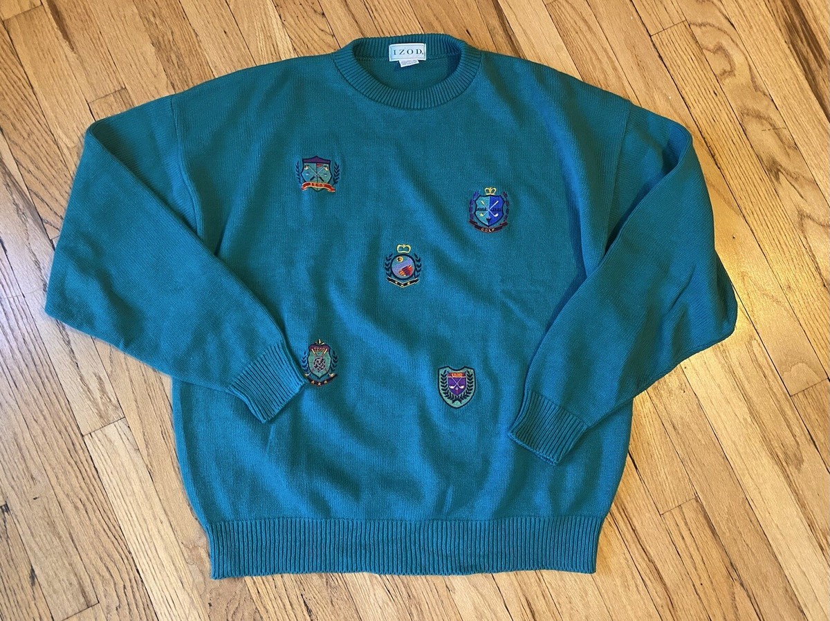 Vintage IZOD Men's Golf Embroidered Pullover Sweater Large Green