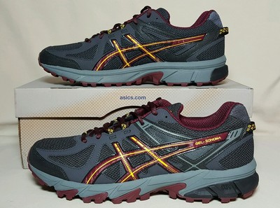 ASICS MEN'S SIZE 11.5 GEL SONOMA BLACK/BURGUNDY/YELLOW NEW/ BOX  T4F2N 9029