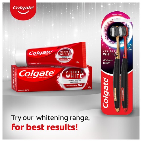 2 Colgate Visible White Toothpaste Teeth Whitening Stain Removal Minty Flavour - Picture 7 of 8