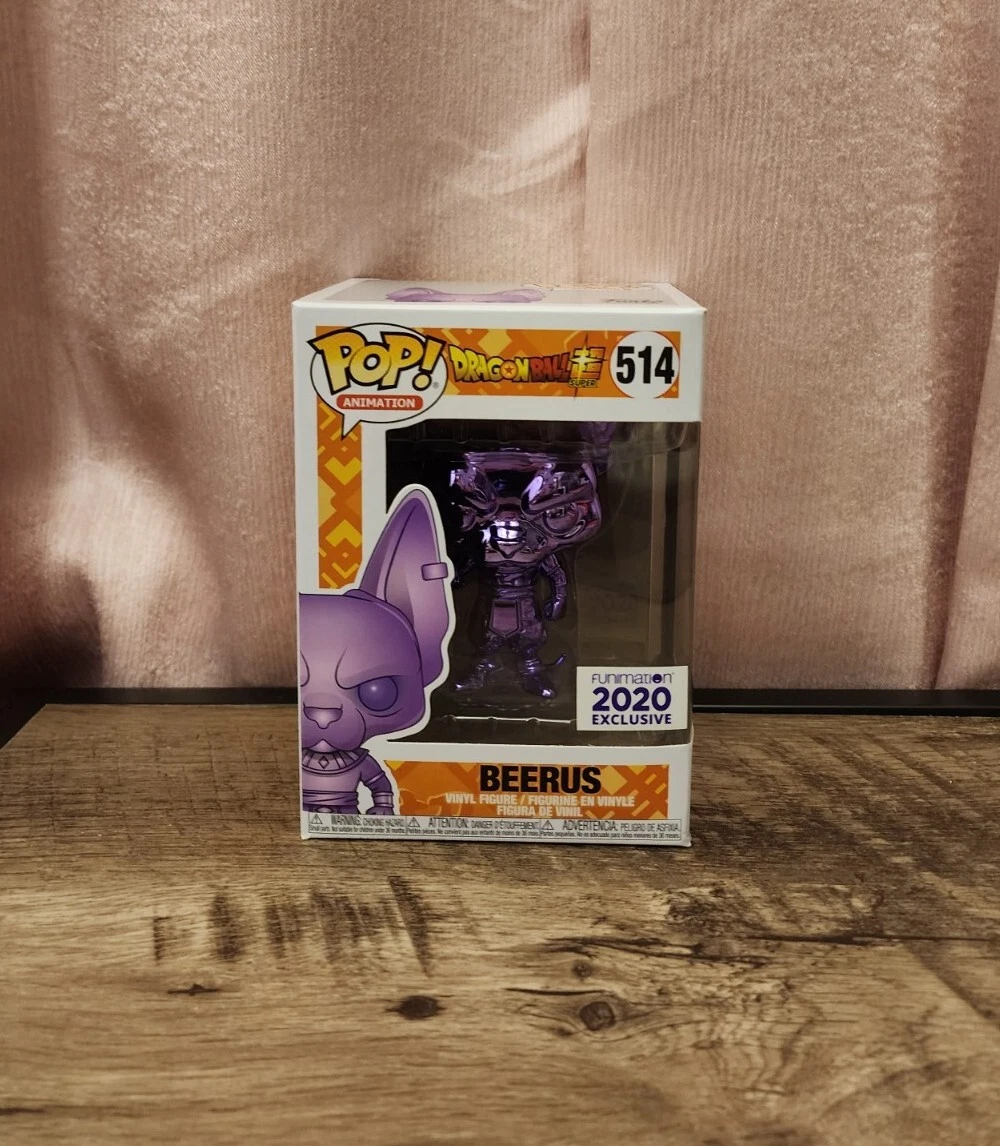 Funko Pop Dragon Ball Super Beerus Purple Chrome Funimation 2022 Excl wProtector