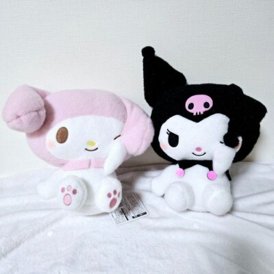 My Melody Kuromi SET 2 Hide Face BIG Plush 26cm Toy Fluffy Sanrio