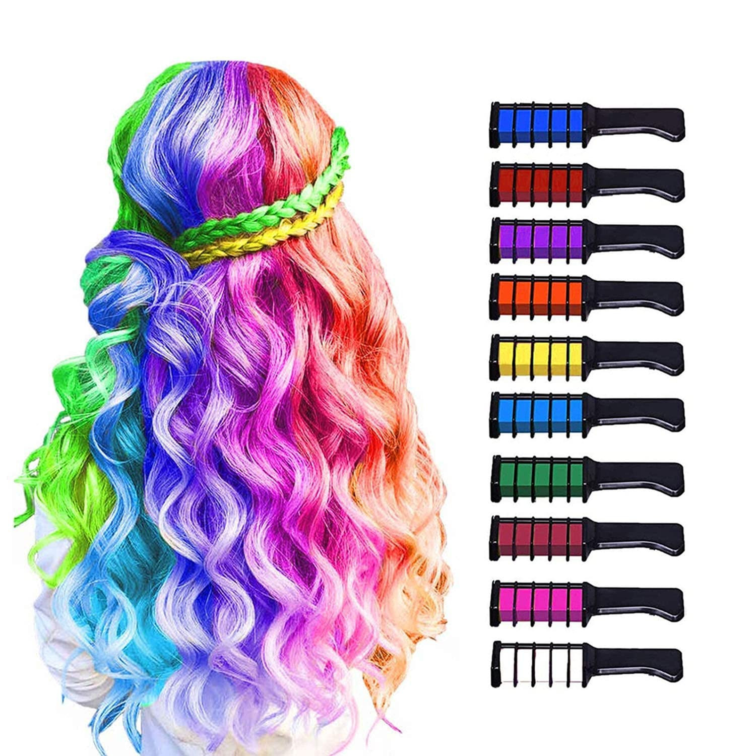 Hair Chalk For Girls - Hair Chalk Comb Kids Temporary Hair C