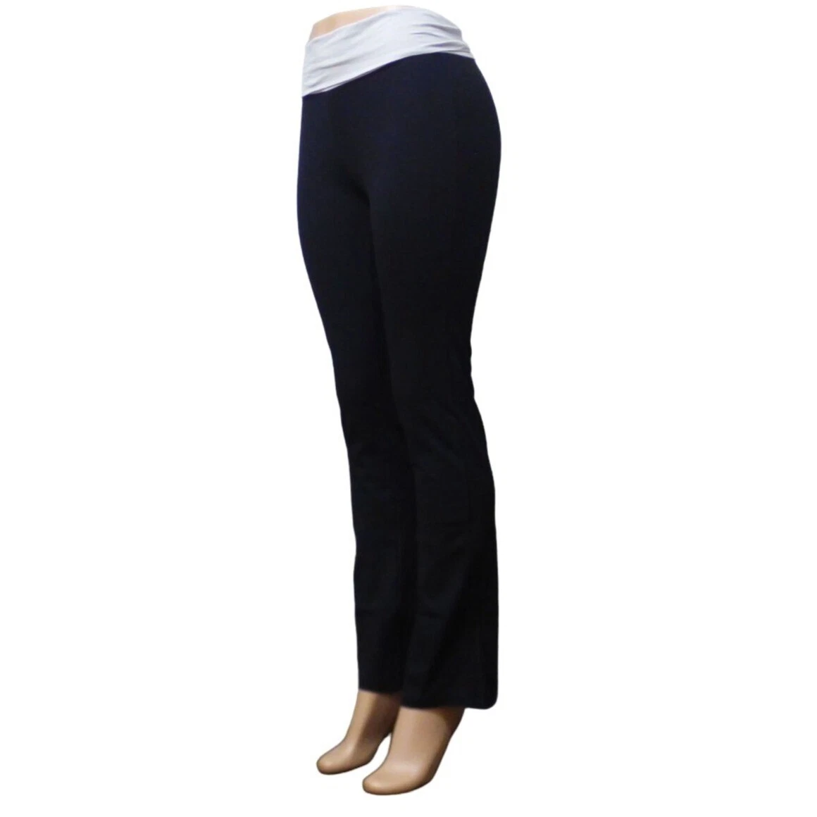 Cotton Therapy Women’s Fold Over Waistband Bootcut yoga pants, Black, S- NWT