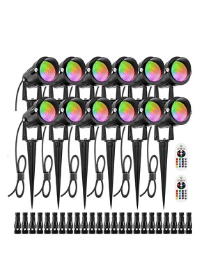 12 Packs, ZUCKEO 12W RGB Low Voltage Landscape LED Color Changing Lights