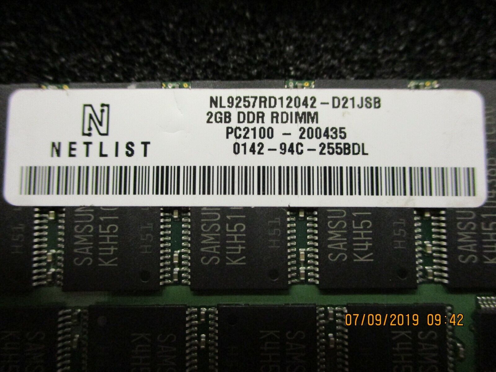 NETLIST - NL9257RD12042-D21JSB - PC2100 (DDR-266) Bus Speed 2GB Memory