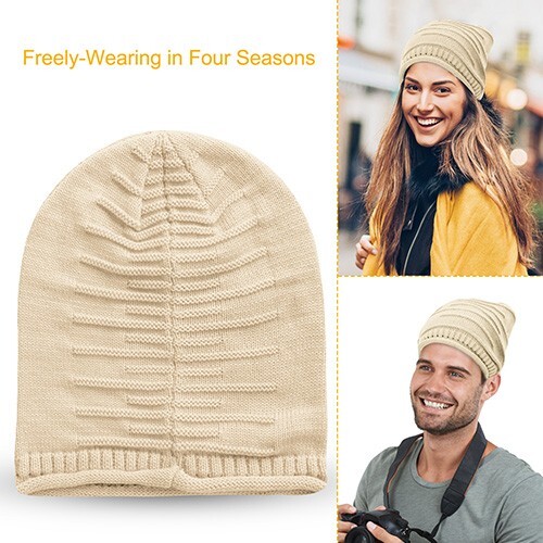 Mens Women Casual Knitted Beanie Hat Winter Warm Skiing Cap Slouchy Baggy Hats - Picture 1 of 10