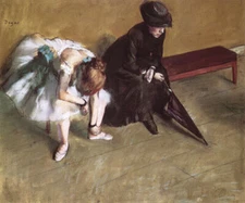 WAITING BALLET DANCER MASSAGING HER ANKLE BOREDOM 1882 BY EDGAR DEGAS REPRO