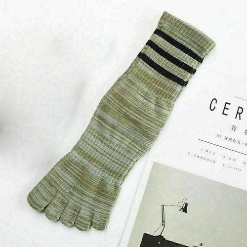 5 Paar Zehen Socken Herren Baumwolle Gestreift Lang Fünf Finger Gym Mediumsize - Bild 8 von 12
