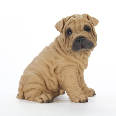 Shar Pei Figurine Hand Painted Statue Brown