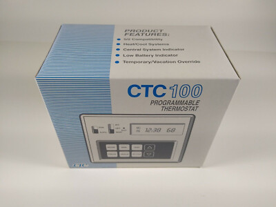 CTC 100 Programmable Thermostat, Heat / Cool, NEW, USA Stock. NO C-WIRE NEEDED!!