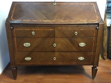 Antico mobile ribalta Luigi XVI noce lastronata Genovese 1700-antiquandogenova-