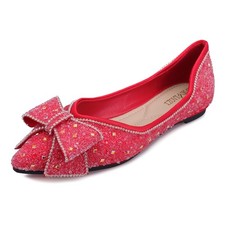 Women's Pointed Rhinestone Flat Shoes Glitter Flowers Wedding Comfortable Dre...