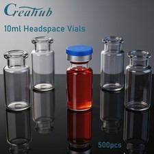 500pcs 10mL Lab Vials Borosilicate Glass Clear Headspace Crimp Top Flat Bottom