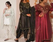 3 PIECE PAKISTANI DESIGNER FARSHI SHALWAR SUIT