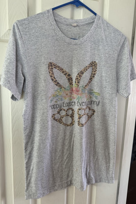   Happy Easter Every bunny Vintage Light Grey Tee Shirt Size Large  