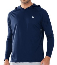 Men's UPF 50 Hoodie Shirts Rash Guard Long Sleeve Sun Protection SPF Swim Sh...