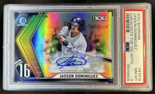 2022 Bowman Jasson Dominguez Scouts' Top 100 Chrome Auto Refractor #/50 PSA 8