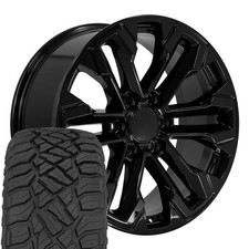 Cv69 20x9 Gloss Black Oe Wheels 27555r20 Rt Tires Set 6x139.7 26et