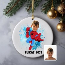 Personalized Superhero Custom Christmas 2D Ceramic Ornament