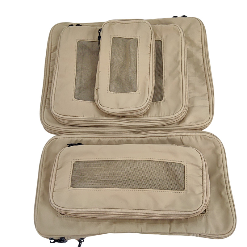 Quince Revive Nylon Compression Packing Cubes Luggage Tan Set