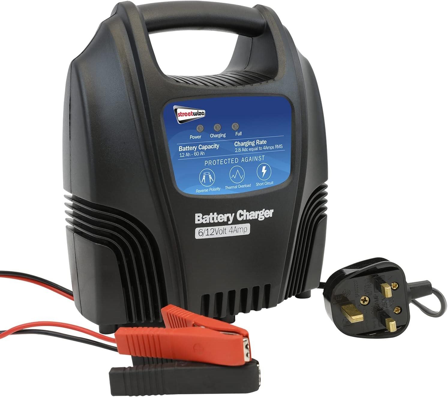 Streetwize Car Battery Charger 12V 4 Amp 12Ah 60Ah Overheat Protection -  SWCBC4