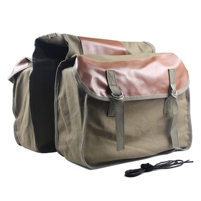 Canvas Bike Pannier Bag with Secure Buckle 13 x 17 in Two Side Compartments
