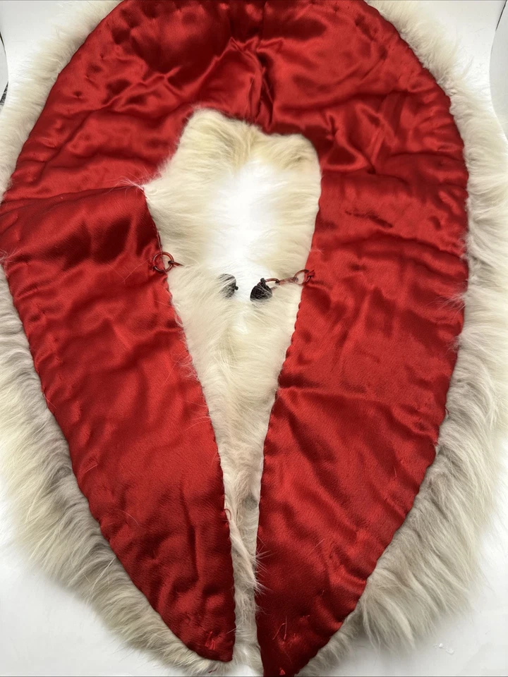 Estola nupcial de zorro vintage, antigua blanco roto, forro satinado, piel de zorro real Foto 2 de 3