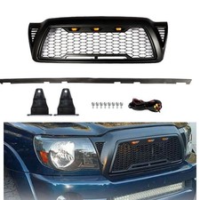 Front Bumper Grille Matte Black Mesh For Toyota Tacoma 2005-2011 Grille W3 Led
