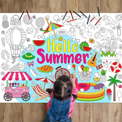 Hello Summer Coloring Poster Giant Coloring Poster Large Summer Coloring Tablecl