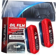 QUANROL Automotive Oil Film Cleaning Brush 2-Pack, Car Clear Vision Glass Rosy