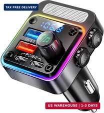 Nulaxy 54W Bluetooth 5.3 Car Adapter, FM Transmitter 4-Port Fast Charging