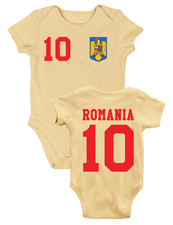Youth Designz Baby Strampler Romania mit WUNSCHNAME + NUMMER Trikot Rumänien