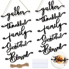 10 Pieces Thanksgiving Decor Thankful Grateful Blessed Wood Cutout Sign for P...