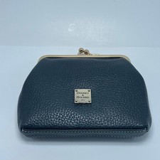 NEW Dooney  Bourke Pebble Leather Kiss Lock Coin Purse Wallet Navy Blue