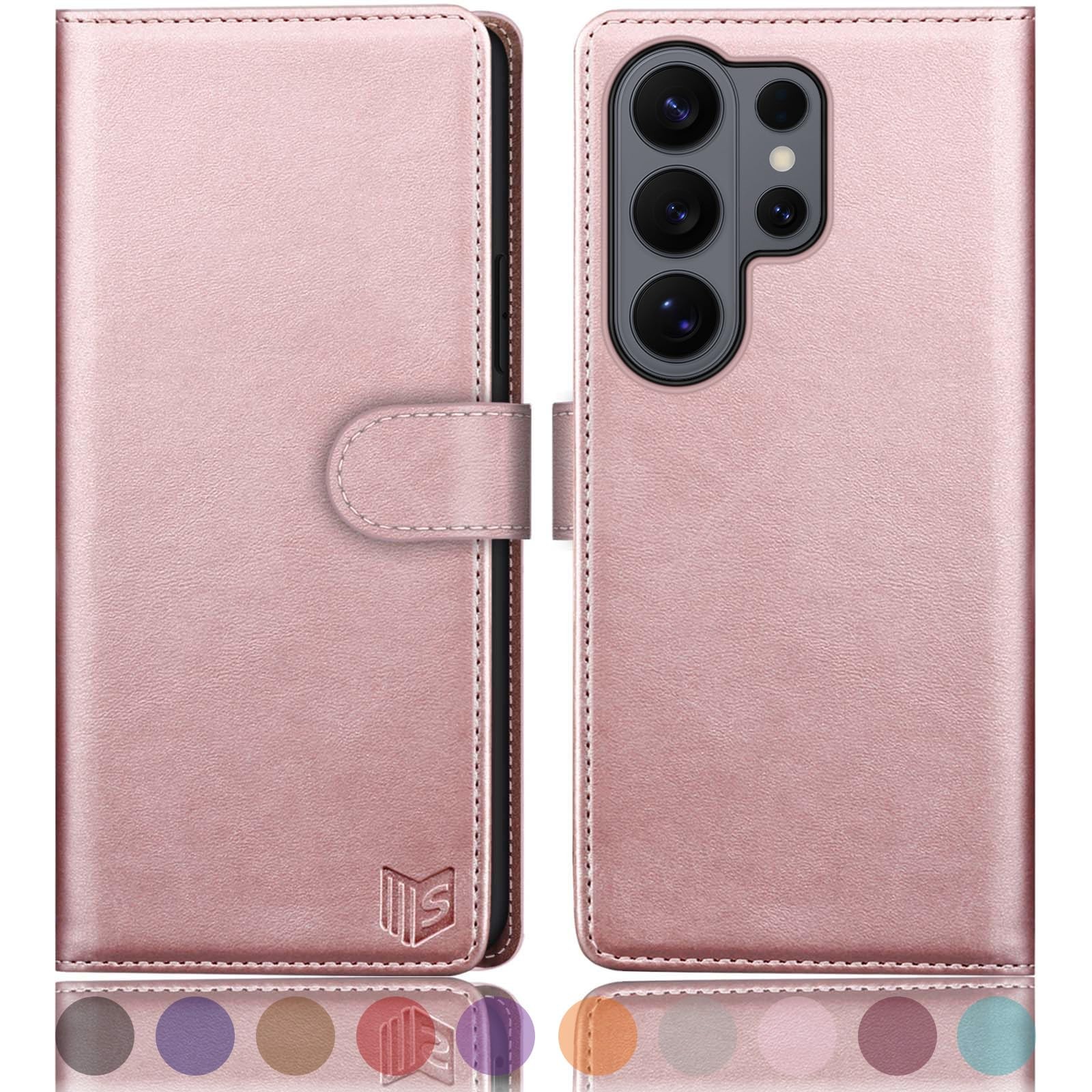 Coque Samsung S26 Ultra magnétique en cuir noir avec protection RFID