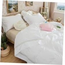 Lace Duvet Cover Set White Bedding 100 Cotton 600 TC Queen Elegant Lace