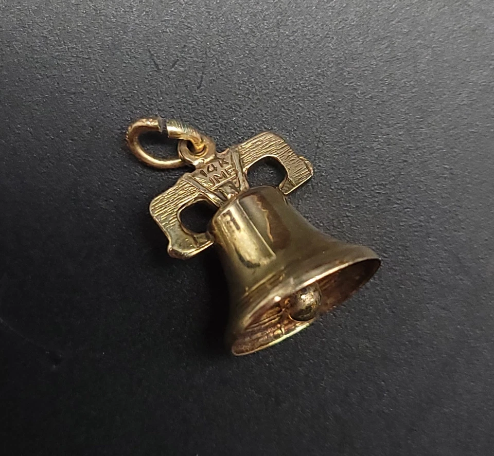 14K Gold Liberty Bell 3D Bracelet Charm 1.99g - JMF - Used - Image 4 of 4