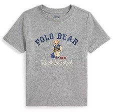 NWT, Boys POLO RALPH LAUREN Heather Gray Polo Bear T-Shirt. Size 3. Eu 98