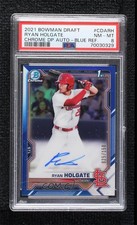 2021 Bowman Draft Chrome Pick Blue Refractor 25/150 Ryan Holgate PSA 8 Auto 1o5e