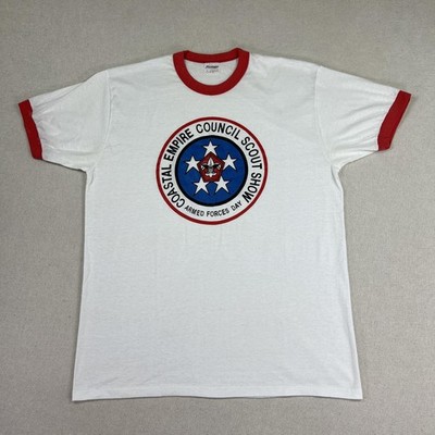 Vintage 80's Boy Scout Stedman Shirt Mens XL White Coastal Empire Council Show