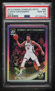 2018-19 Panini Donruss Optic Holo Prizm Giannis Antetokounmpo #85 PSA 10 GEM MT