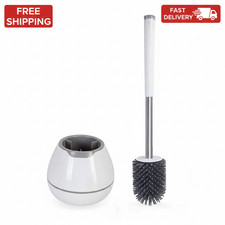BOOMJOY Toilet Brush and Holder Set, Silicone Toilet Bowl Cleaner Brush, Bath