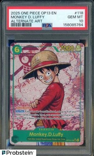 2025 One Piece OP13 EN #118 Monkey.D.Luffy ALT ART PSA 10 GEM MINT