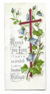 W00 VICTORIAN RELIGIOUS EASTER CARD CROSS AND FLOWERS