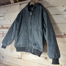 Vintage Walls Duck Canvas Jacket Hooded Full Zip Men s 2XL Fleece Lined Green