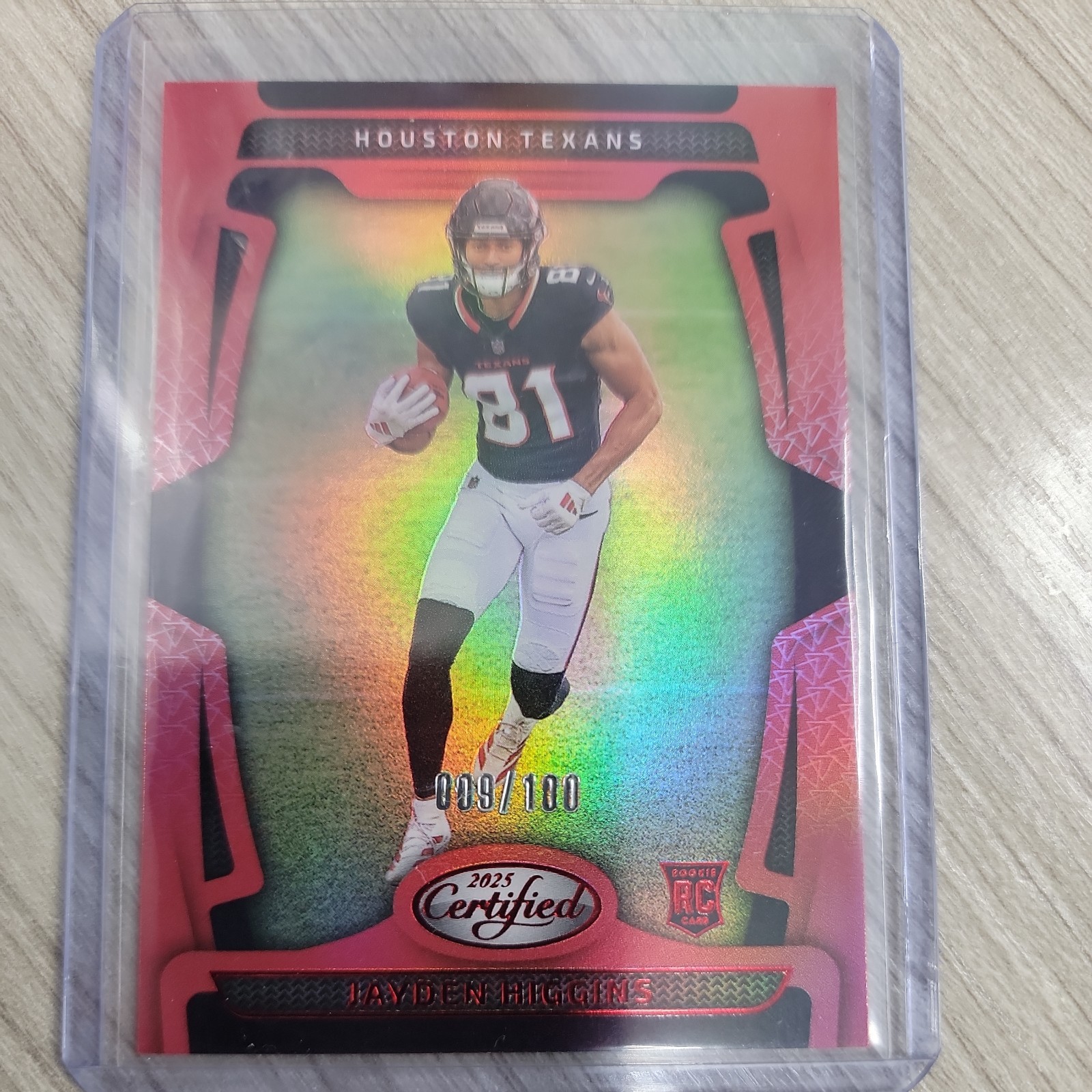 2025 Panini Certified Jayden Higgins RC Red 9/100 Houston Texans #130