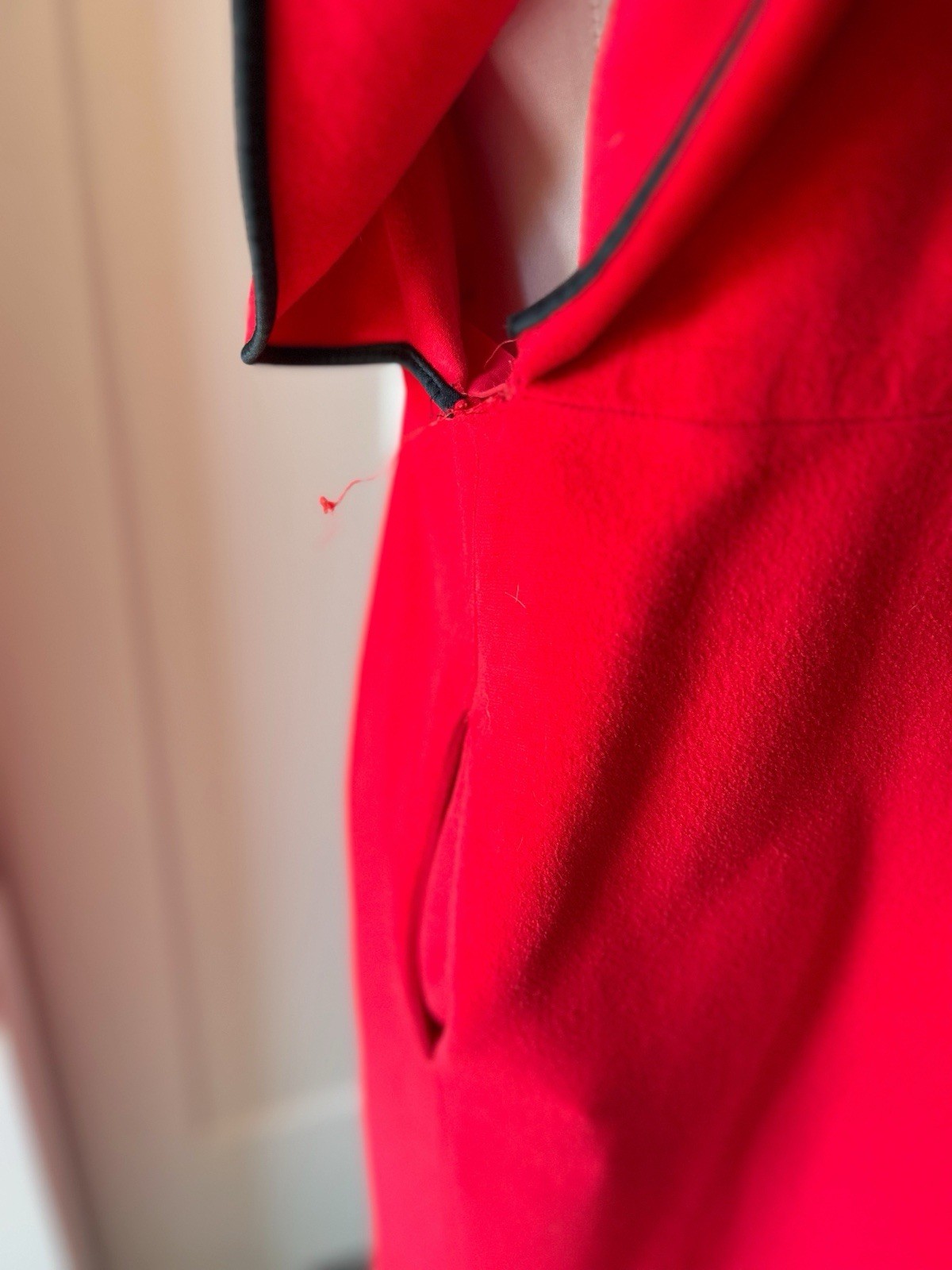 Vintage Vanity Fair Red Fleece House Dress 1970s Butterfly Sleeve 