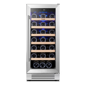 Yeego 15" Wine Fridge Cooler Hold 33 Bottles 40°F-65°F W/Glass Door,Shelves