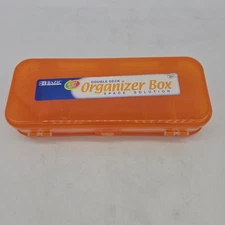 BAZIC Plastic Pencil Case 8" Double Deck Utility Storage Box, Organizer Orange