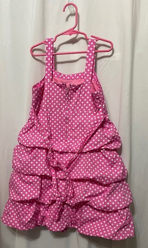 amy byer girls pink/white polka do tiered bubble dress fit/flare sleeveless 10 - Picture 2 of 7